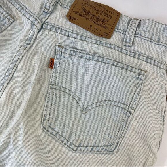 Vintage 90s Levis 550 Dad Jean Shorts Mens 32 Made in USA Orange Tab Light Wash - Picture 1 of 9